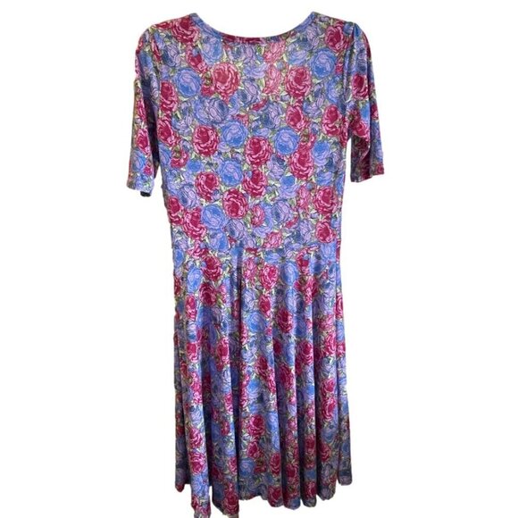 NWT Lularoe Women's Floral Short Sleeve Crew Neck Swing Dress, Extra Large - Picture 2 of 5